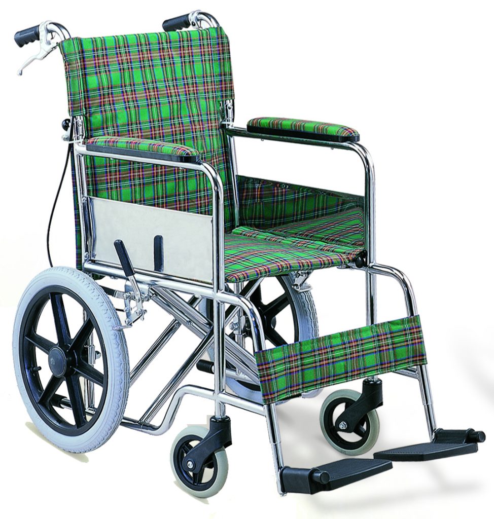 Standard wheelchair, removable arm and leg rests, extra strong